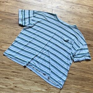 Aerie Oversized Striped Blue and Green tee